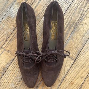 3/$12 Vintage Salvatore Ferragamo brown suede heels